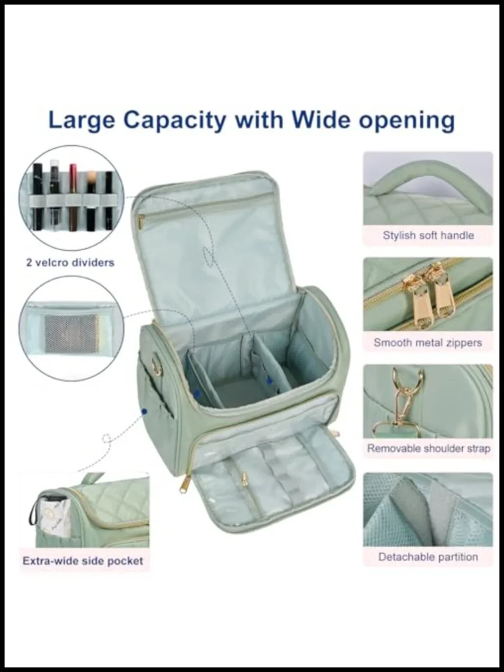 Large Waterproof Toiletry Bag with Handle and Shoulder Strap